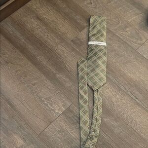 Calvin Klein Green and Gray Checkered Tie